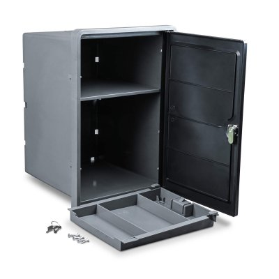 Gråt låsbart medicinskab vægmonteret til sikker opbevaring af medicin derhjemme