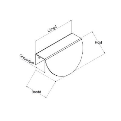 Grebsliste i rustfrit stål til køkkenlåger/skuffer