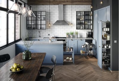 Skålhåndtag i blank nickel cc 64 mm