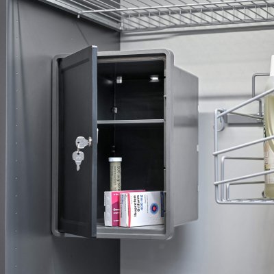 Gråt låsbart medicinskab vægmonteret til sikker opbevaring af medicin derhjemme