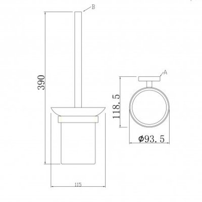 Væghængt toiletbørste