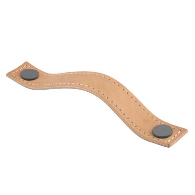 Aviano läderhandtag med söm - Grå knopp med naturläder