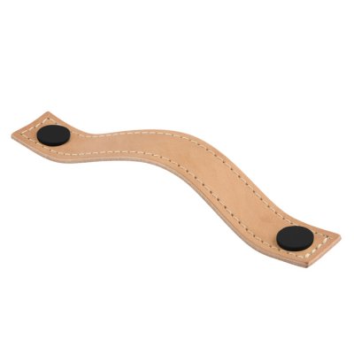 Aviano läderhandtag med söm - Svart knopp med naturläder