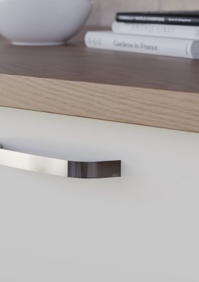 rustfri look Cori håndtag på køkkenlåger