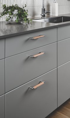 Tortona læderhåndtag - Rustfri-look