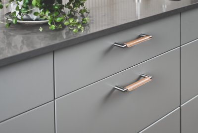 Tortona læderhåndtag - Rustfri-look