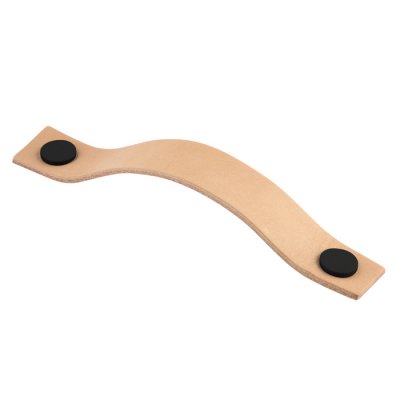 Levanto läderhandtag - Svart knopp med naturläder