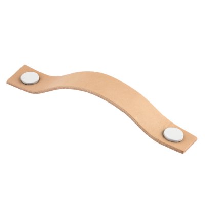 Levanto läderhandtag - Vit knopp med naturläder